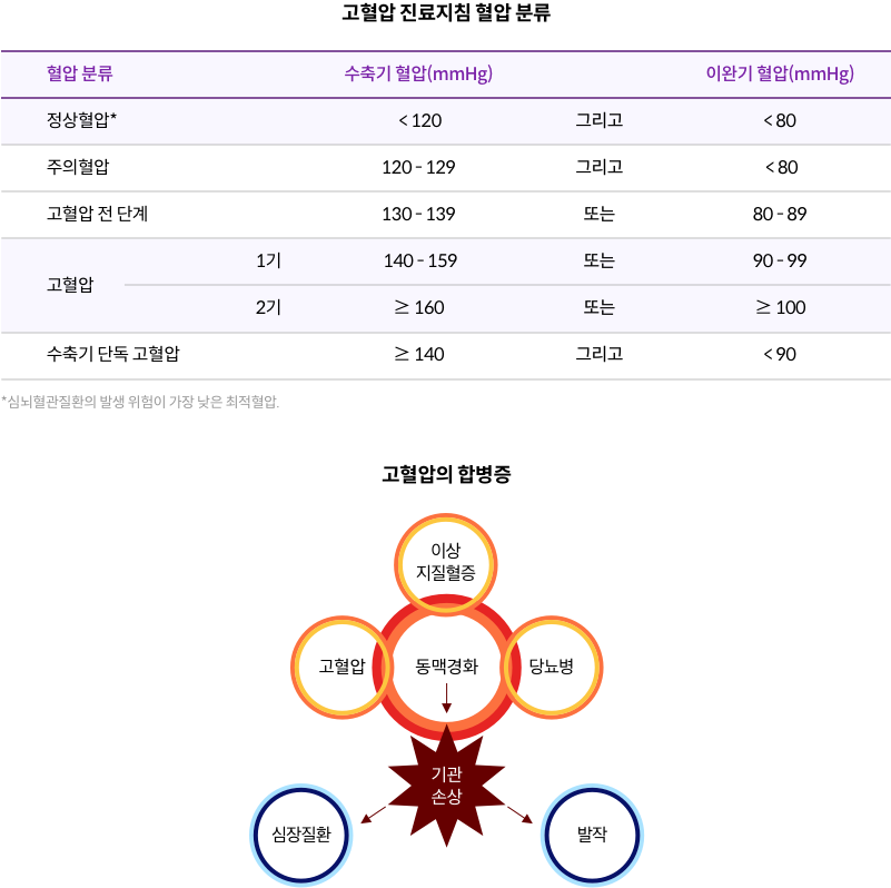 mgz_bloodpressure_img2_pc.png 고혈압 진료지침 혈압 분류 및 고혈압의 합병증